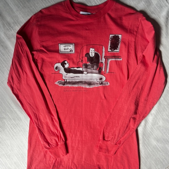 Funny Long Sleeve T shirt in Coral Red with graphic logo - Kenny Schachter - Picture 5 of 13